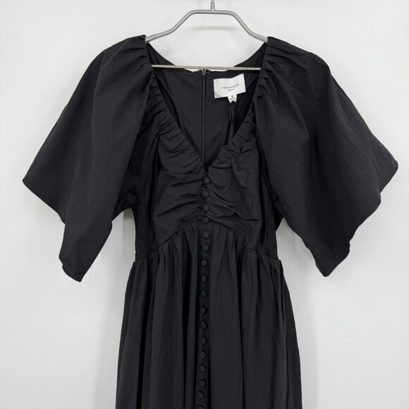 Pomander Place by Tuckernuck Black Vivianna Maxi Dress S Small V-Neck Buttons - Picture 6 of 12